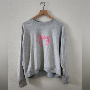 Juicy Couture Gray Pink Script Logo Pullover Sweatshirt Sz. Large